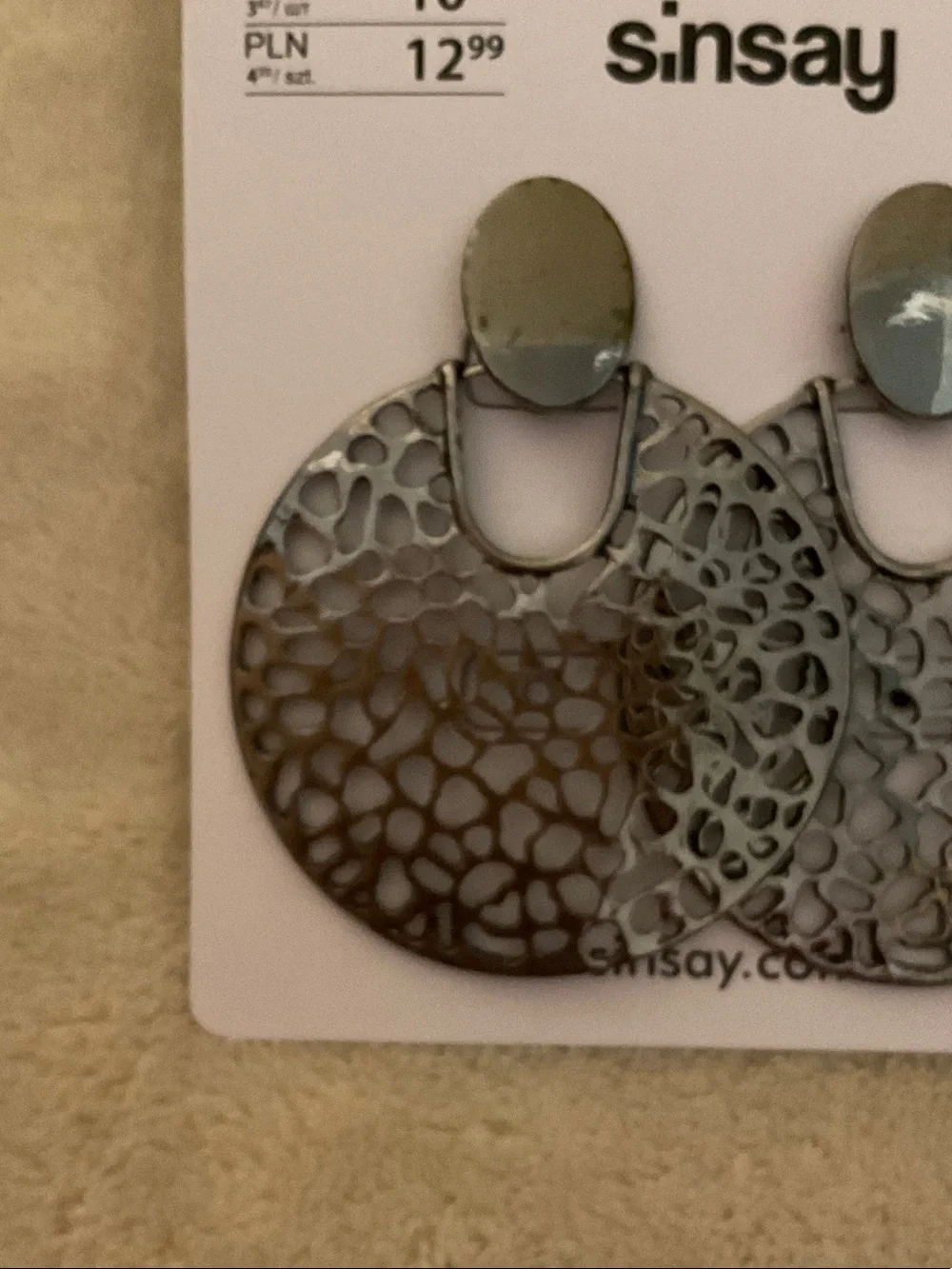 Sinsay Silver Textured Filigree Drop Earrings